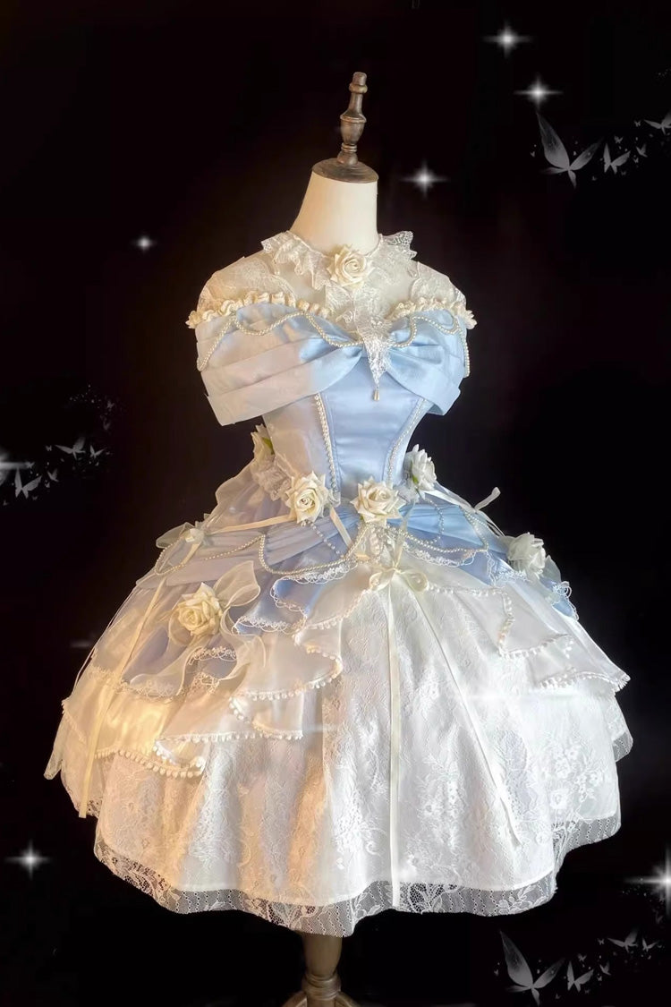 Blue Hanayome Cardigan Elegant Princess Sweet Lolita Strapless Dress