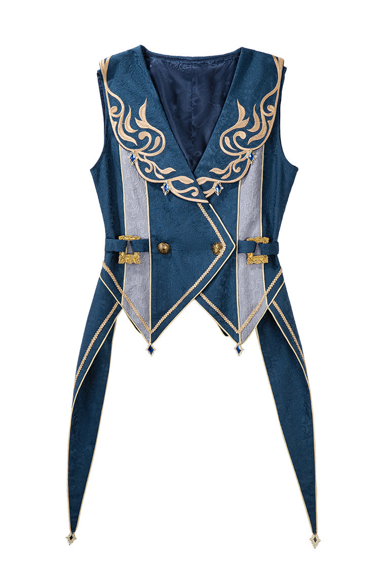 Blue Contract Magic Medieval Embroidery Classic Prince Handsome Ouji Lolita Coat
