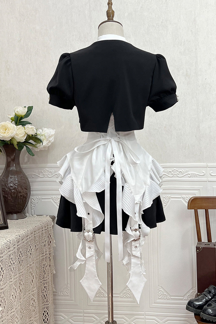 Black Broken Gemstones Ruffle Gothic Lolita Skirt