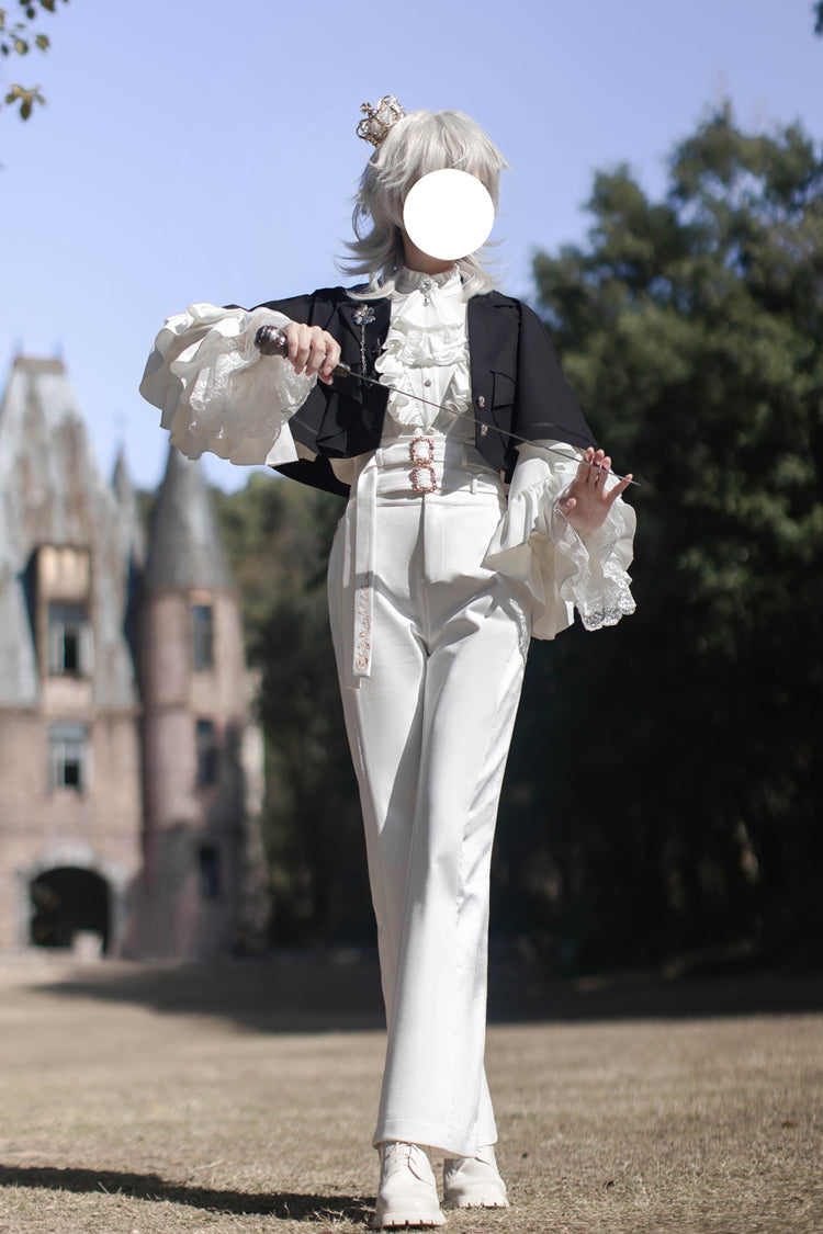 White Day and Night Song Long Sleeves Ruffle Ouji Gothic Lolita Skirt Pants