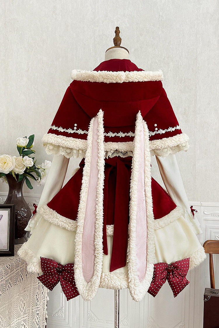 Red/Beige Heart Bear Embroidered Sweet Lolita Jsk Dress Set