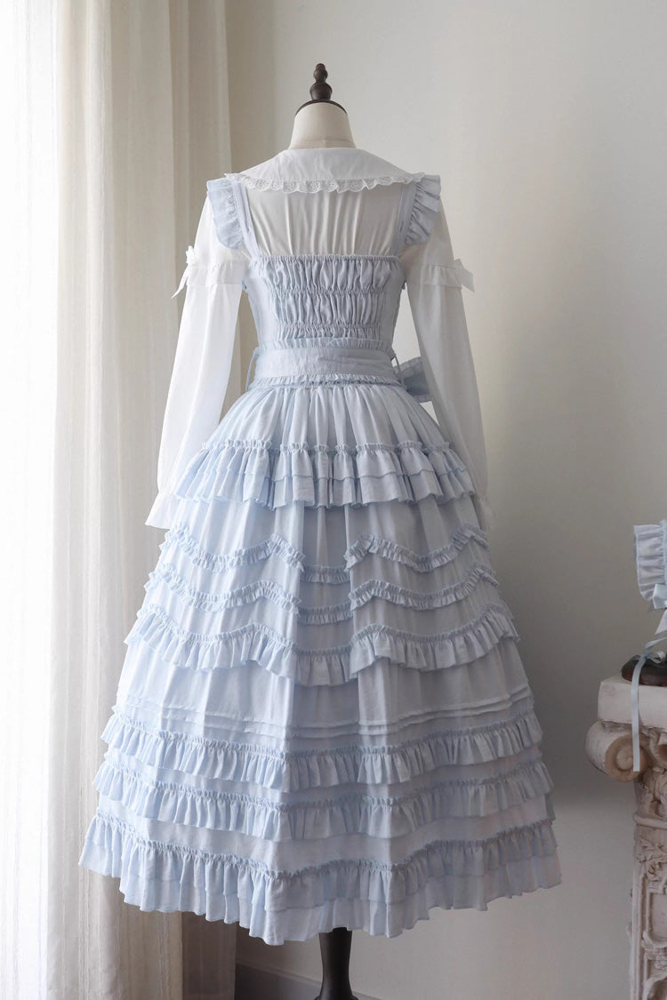 Blue Heart In Love Multi-Layered Ruffled Bow Sweet Lolita Jsk Dress