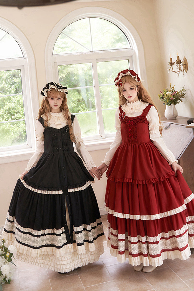 Black Lily Multi-Layered Ruffle Lace Classic Elegant Lolita Jsk Dress