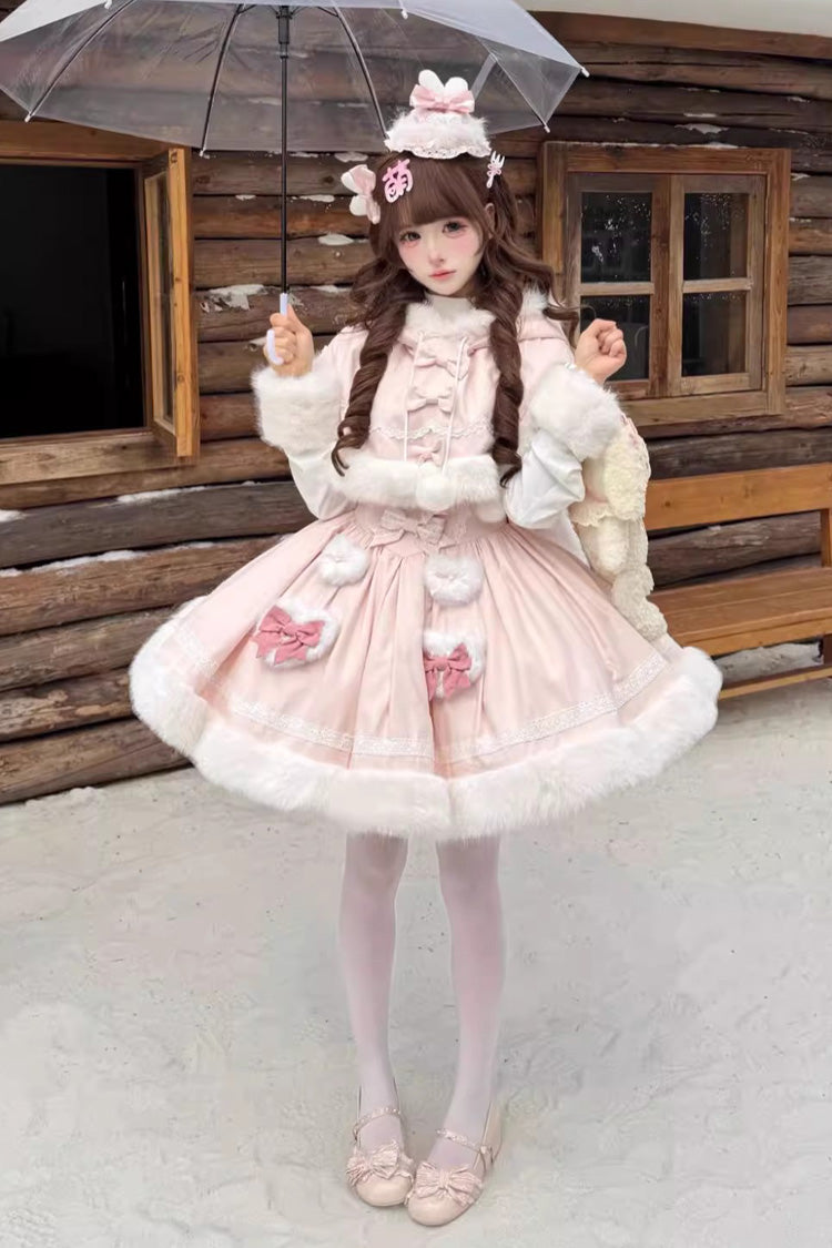 Sweet Dream Bunny Furry Bowknot Sweet Lolita Dress 2 Colors and 2 Versions
