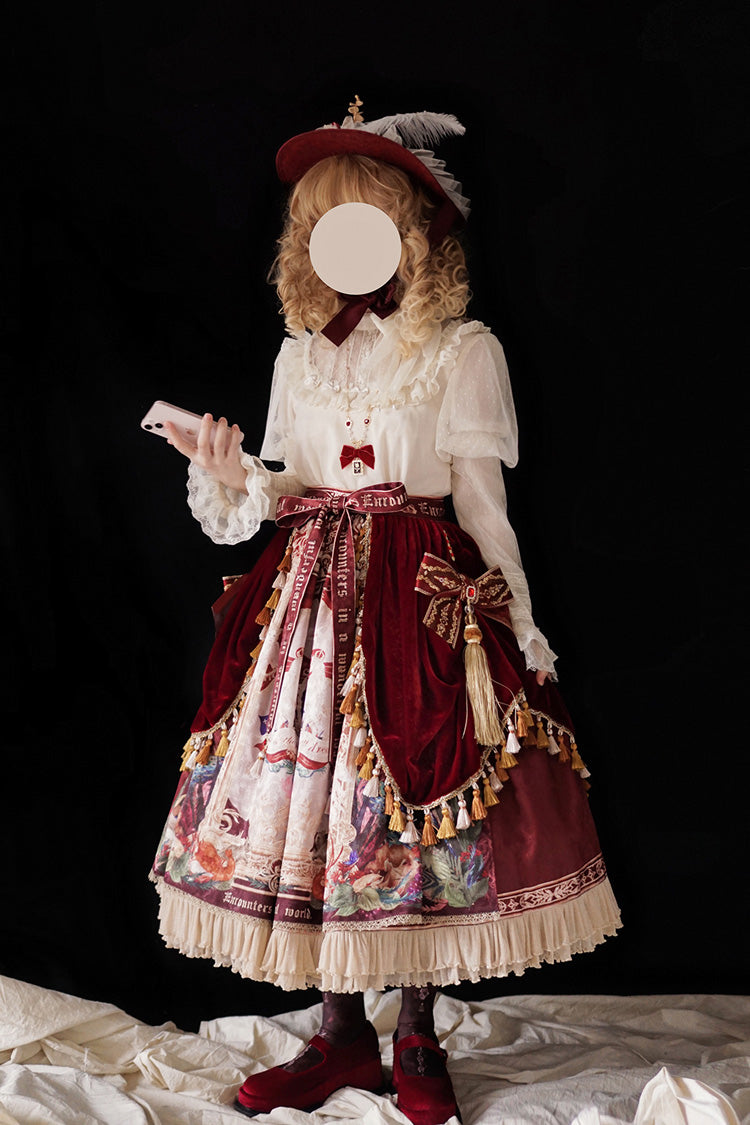 Red Kaleidoscope of Dreams Oil Print Side Cardigan Sweet Vintage Gorgeous Lolita Skirt
