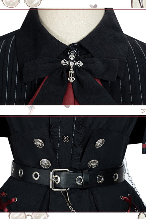 Black Punishment Execution Officer Series Military Style Shirt and Skirt Set Gothic Lolita Dress