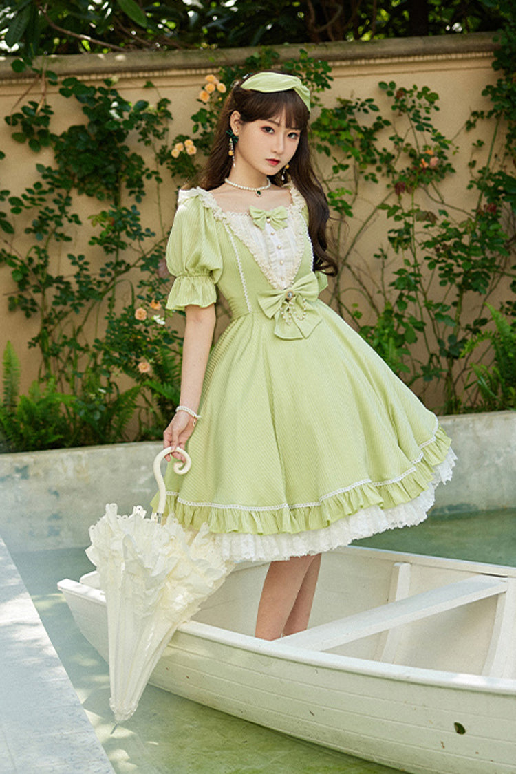 Midsummer Galaxy Solid Color Short Sleeves Ruffle Bowknot Sweet Lolita OP Dress