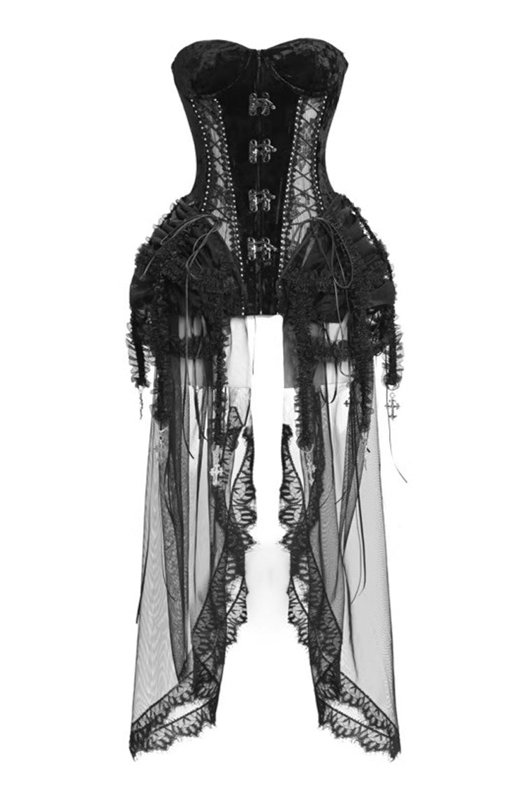 Black Hell Alice Hollow Lace-Up Fishbone Gothic Lolita Dress Corset