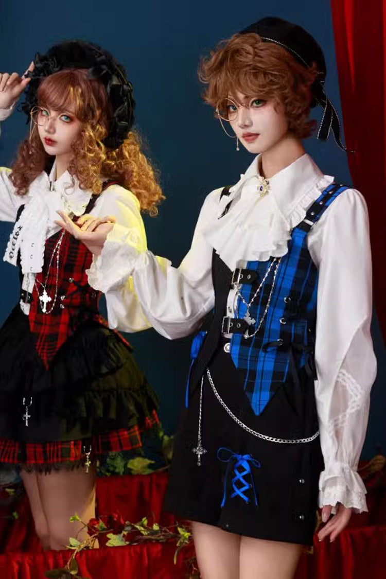 Subculture Plaid Print Ruffle Princess Lolita Skirt Set 2 Colors