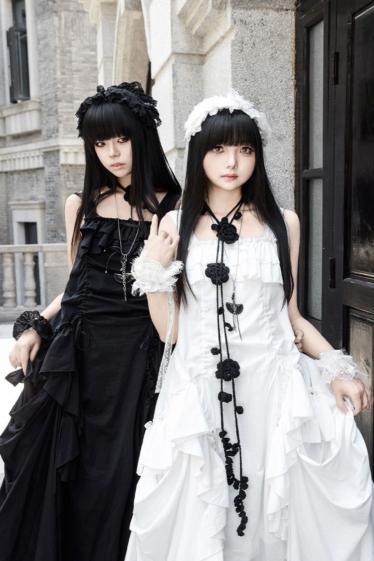 White Dream Sleeveless Ruffle Gothic Lolita Strap Dress