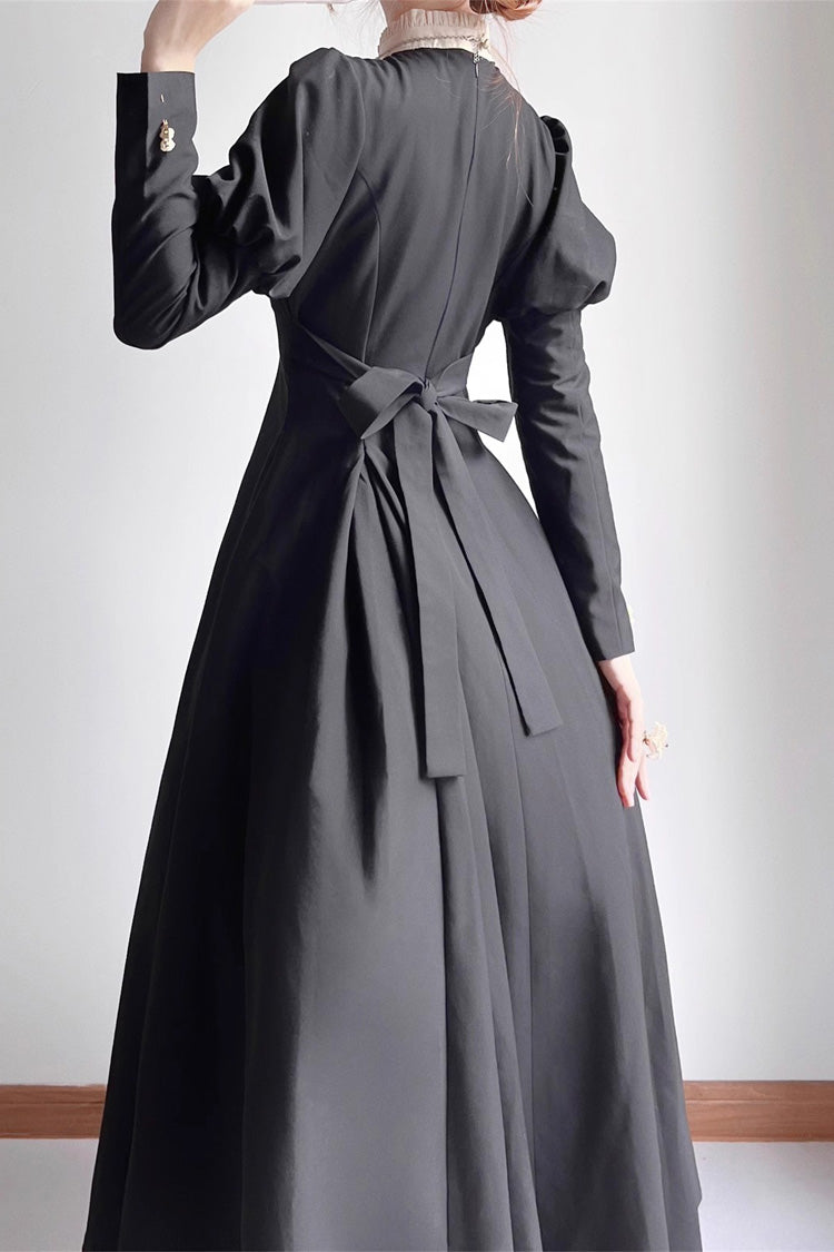 Black Nun Long Puff Sleeves High Waisted Gothic Plus Size Lolita Dress