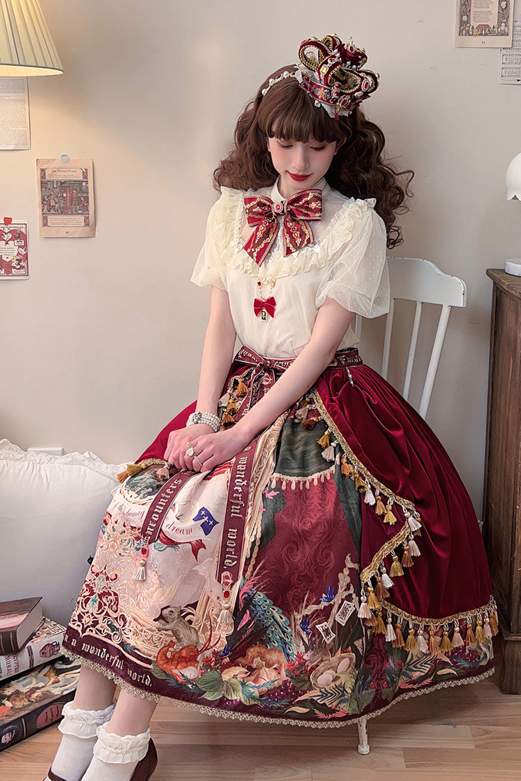 Red Kaleidoscope of Dreams Oil Print Sweet Vintage Gorgeous Lolita Skirt