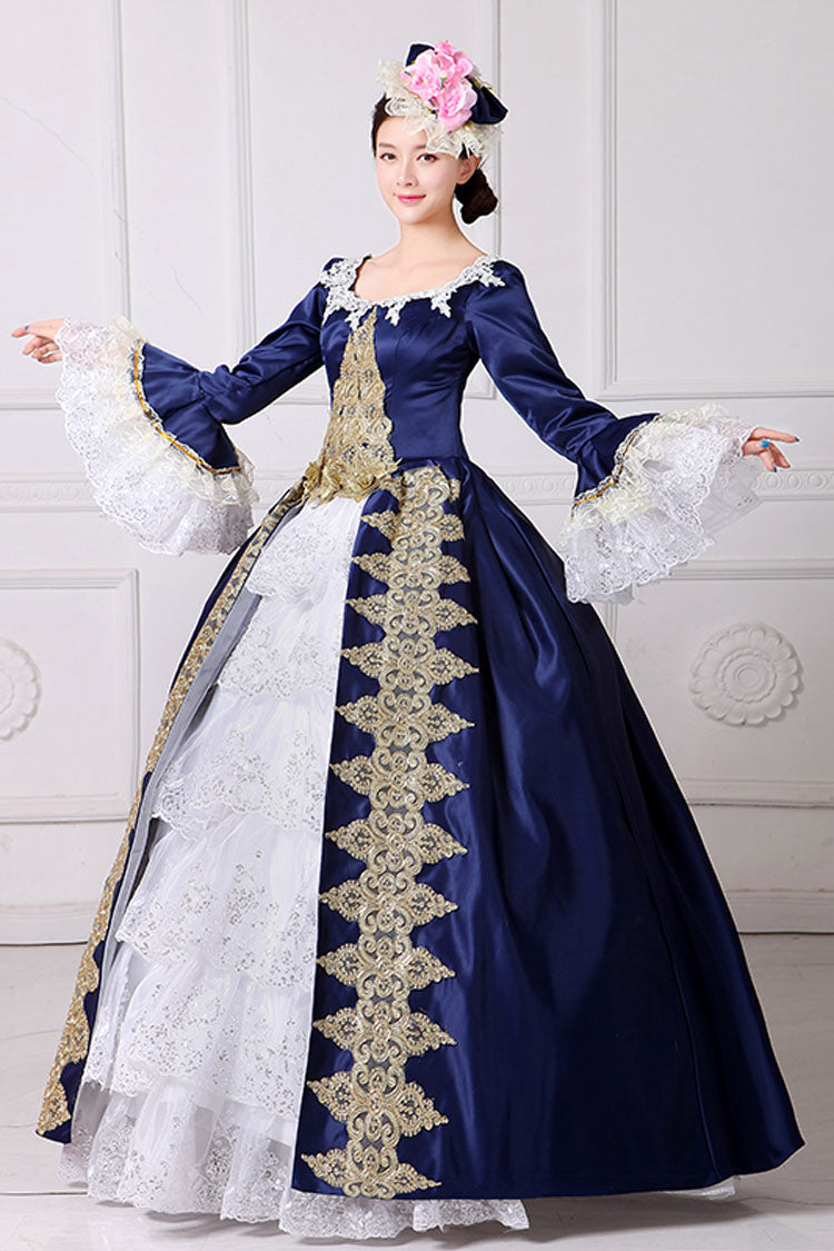 Hime Sleeves High Waisted Square Collar Embroidery Flower Print Victorian Lolita Prom Dress