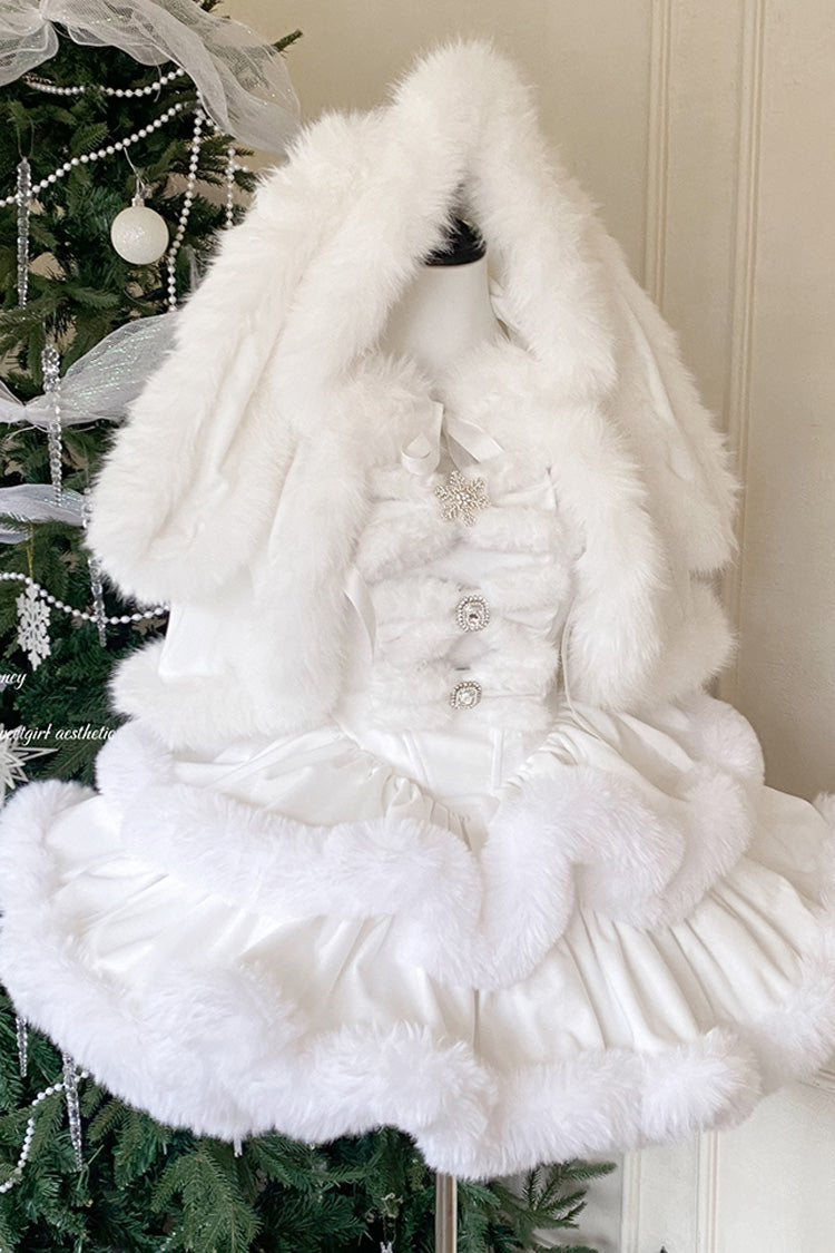 White Holiday Double-Layered Bowknot Sweet Princess Lolita Strapless Dress