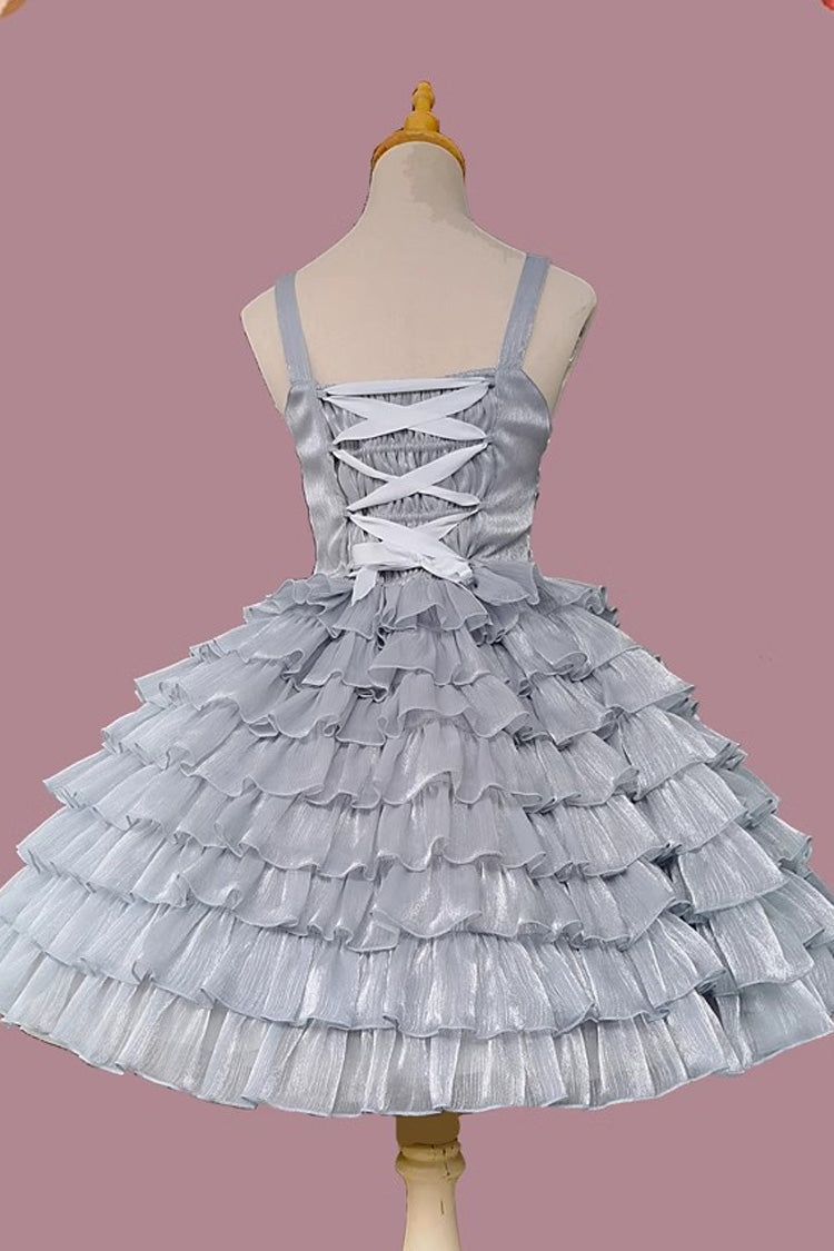 Multi-layer Plaid Print Ruffle Bowknot Sweet Lolita Tiered Dress 3 Colors