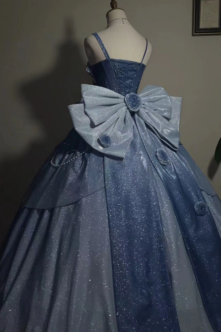 Blue Capture The Stars Hanayome Bowknot Shiny Sweet Princess Lolita Jsk Dress