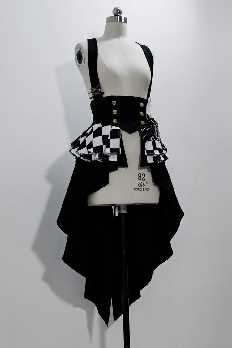 Black/White Rabbit Theater Checkerboard Print Ouji Lolita Girdle