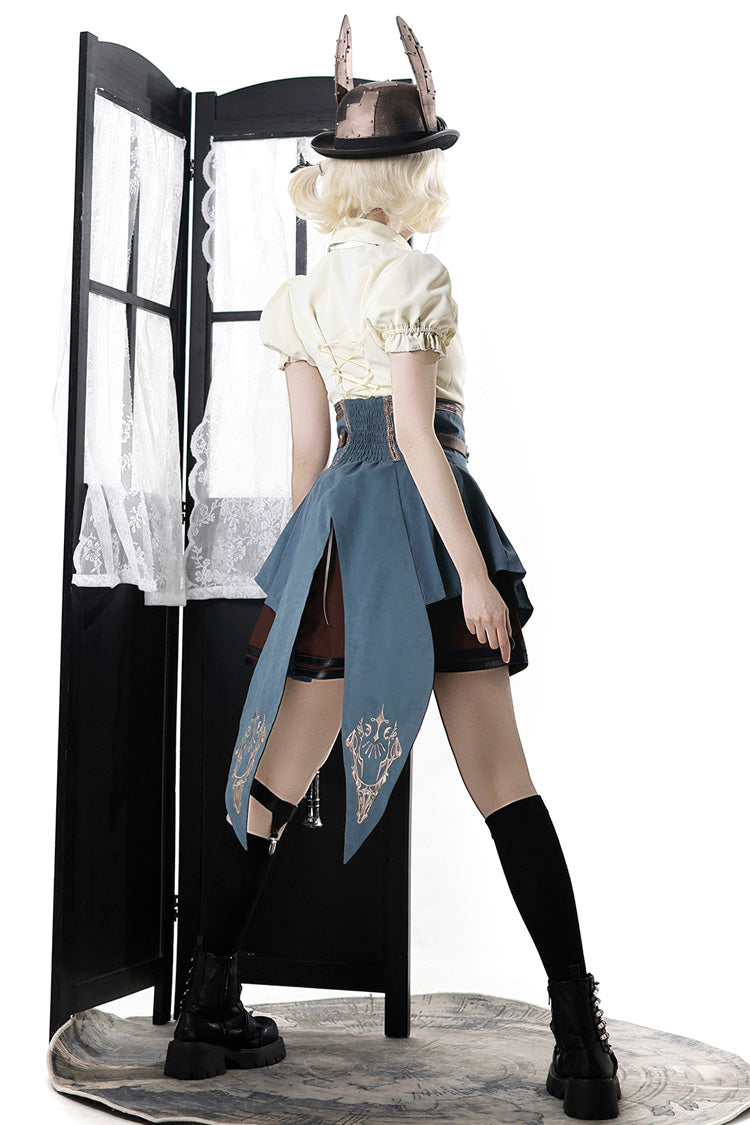 Fairy Town Train Conductor British Academy Short Sleeves Embroidery Punk Handsome Lolita Skirt Set