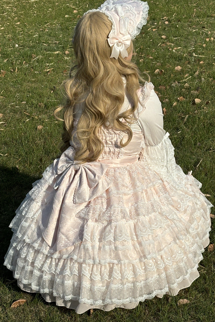 Pink Dream Prologue Doll Multi-Layered Bowknot Lace Sweet Princess Lolita Dress
