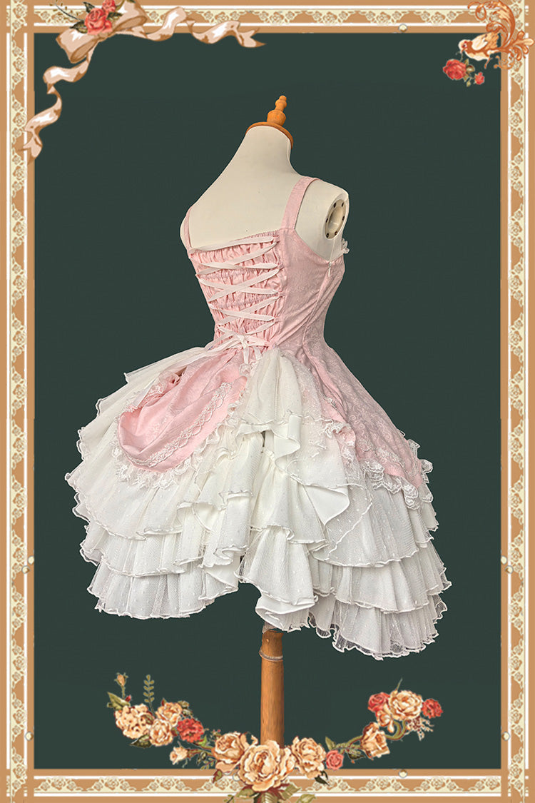 Pearl Box Sleeveless Triple-Layered Bowknot Lace Slim Pearl Sweet Elegant Lolita Jsk Dress 3 Colors