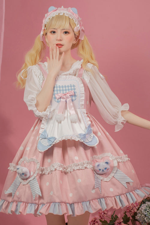 Pink Jenny Bear Diaries Polka Dot Print Sweet Lolita JSK Dress