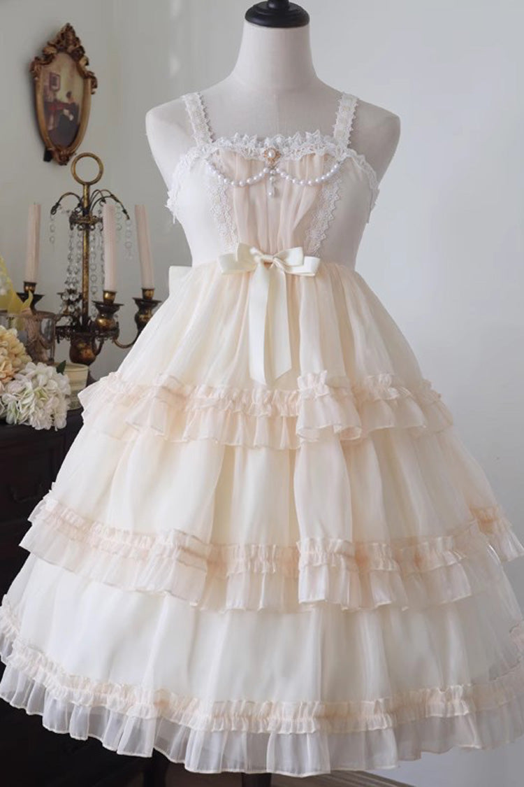 Star Gauze Romance Multi-layer Ruffle Bowknot Sweet Elegant Princess Lolita Jsk Dress 2 Colors