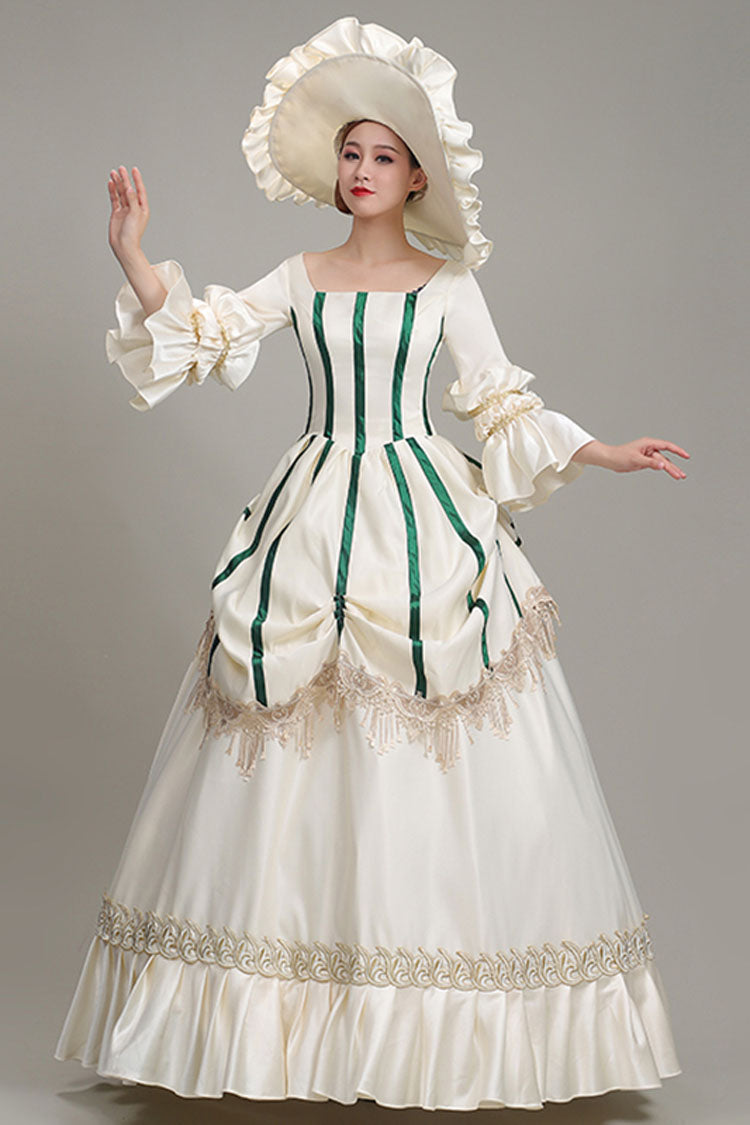 Champagne Hime Sleeves Half Sleeves Square Collar High Waisted Ruffled Victorian Lolita Prom Dress