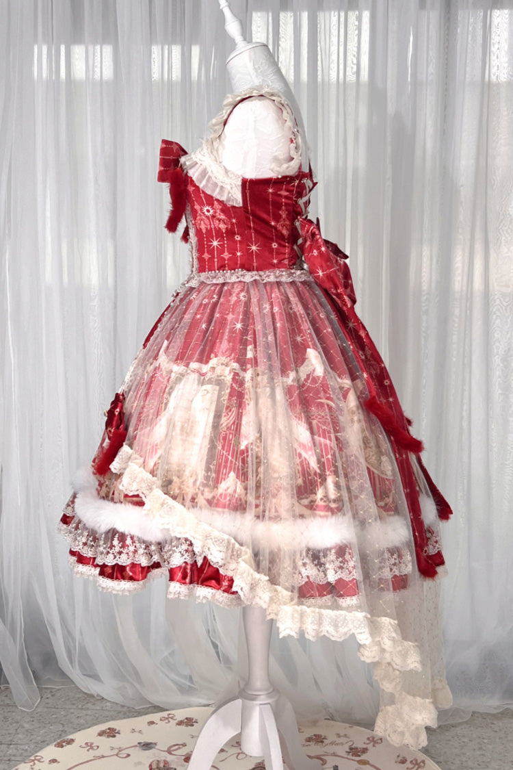 Red Happy New Year Printed Ruffled Bow Lace Classic Chinese Style Gorgeous Lolita Jsk Dress