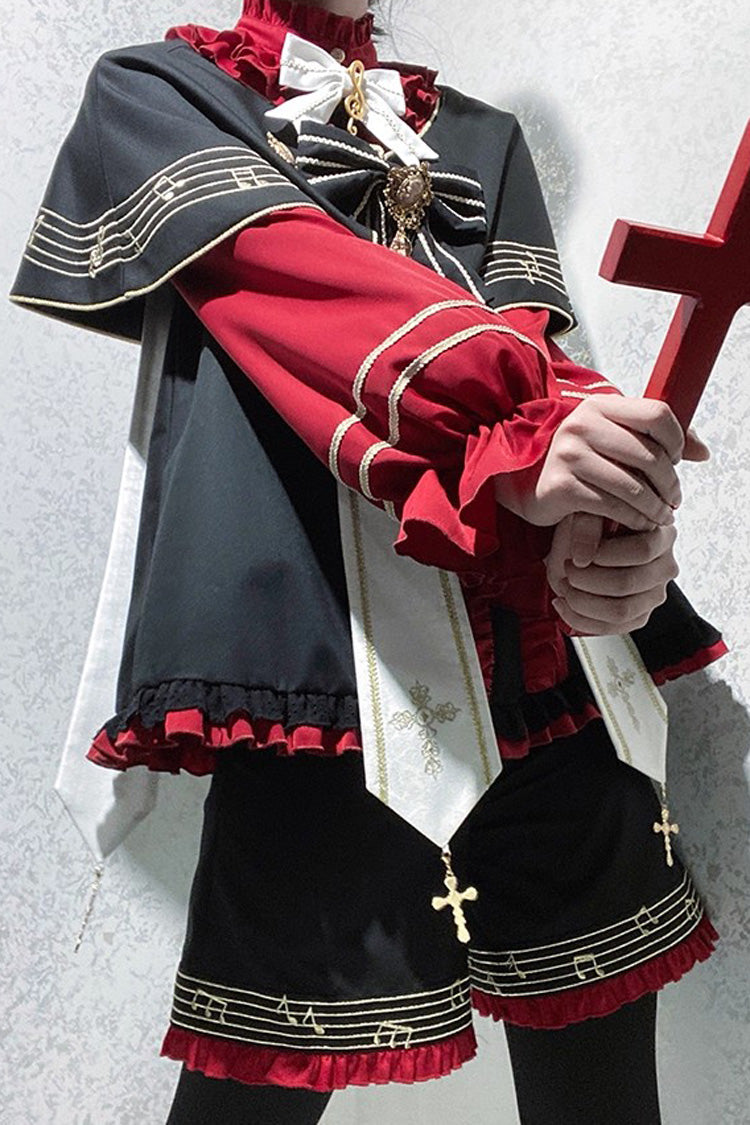 Black/Red The Choir of The Church Ouji Fashion Gothic Prince Lolita Set (Younger Brother Version)
