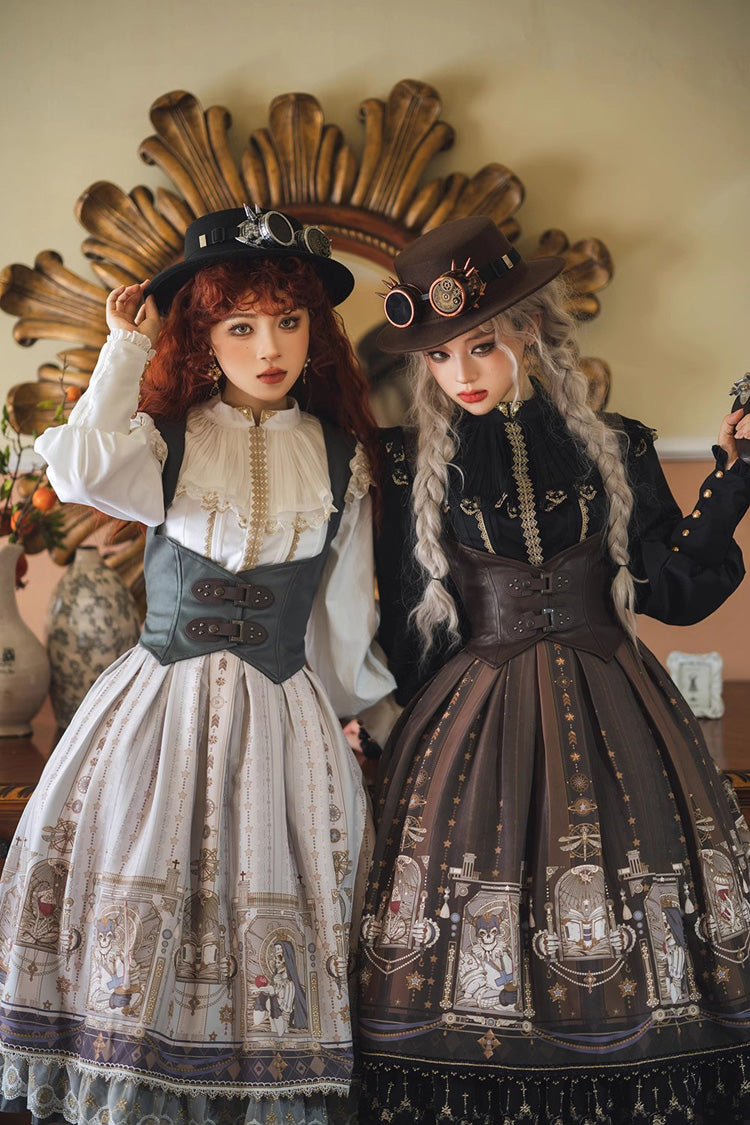 Demon Hunting Notes Print Ruffle Sweet Elegant Lolita Skirt 2 Colors