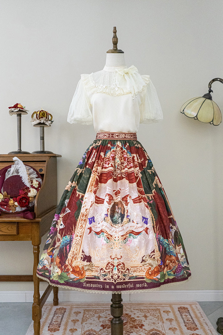 Red Kaleidoscope of Dreams Oil Print Sweet Vintage Gorgeous Lolita Skirt