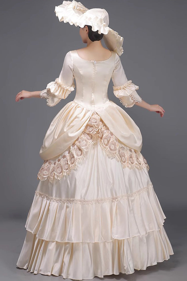 Champagne 3D Flower Decoration Multi-layer Ruffle Embroidery Cardigan Sweet Vintage Princess Victorian Dress