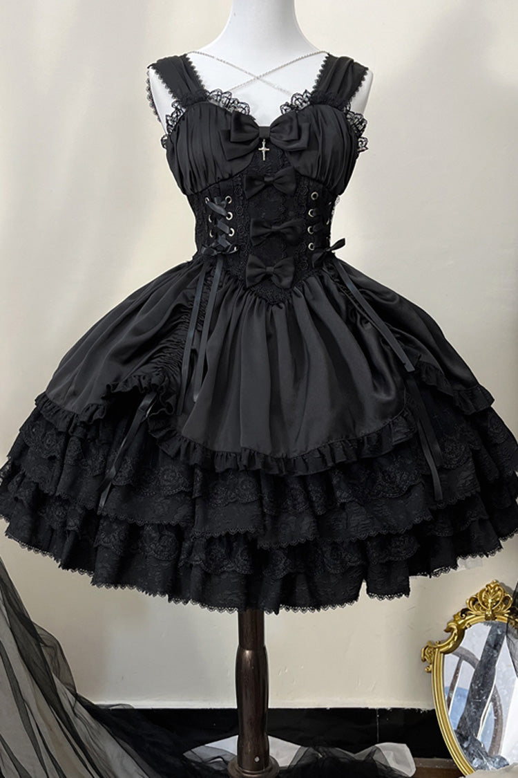 Black Cross of Merit Multi-Layered Bowknot Lace Gothic Lolita Jsk Dress