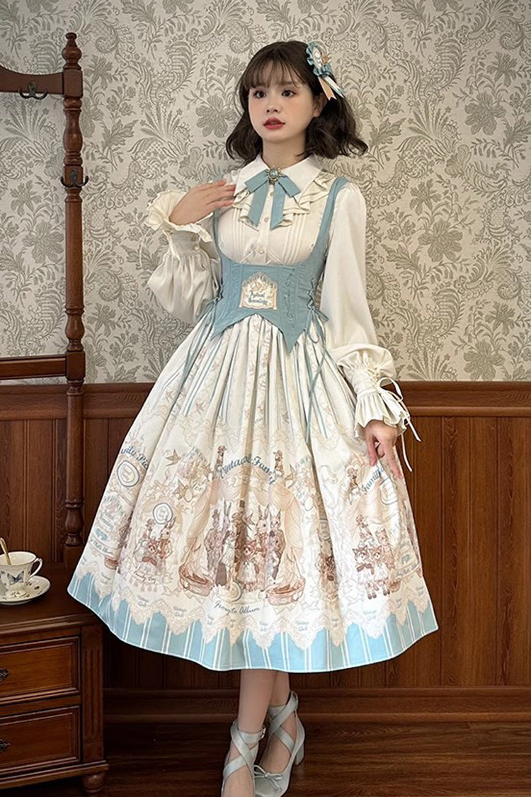 Doll's House Print Ruffle Embroidery Long Version Sweet Lolita Jsk Dress 2 Colors
