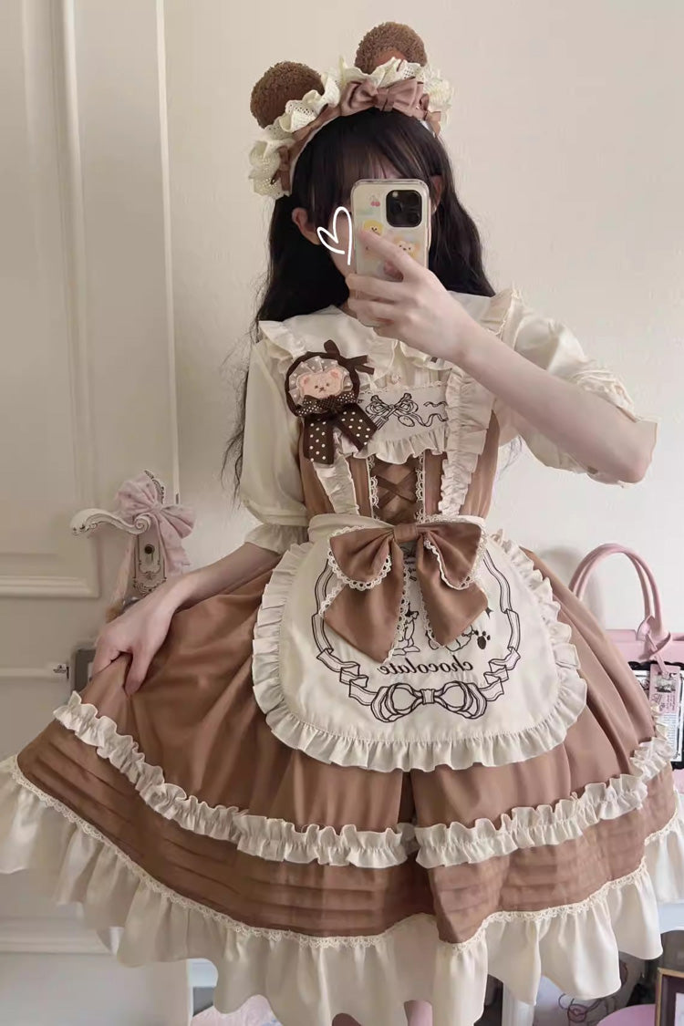 Raw Chocolate Mille Crepe Ruffle Bowknot Sweet Princess Lolita Jsk Dress 3 Colors