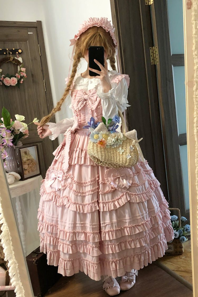 Pink Heart In Love Multi-Layered Ruffled Bow Sweet Lolita Jsk Dress