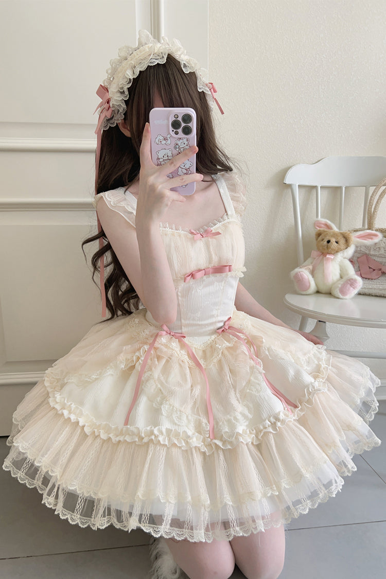 Flower Season Bowknot Lace Sweet Ballet Lolita Jsk Dress 4 Colors