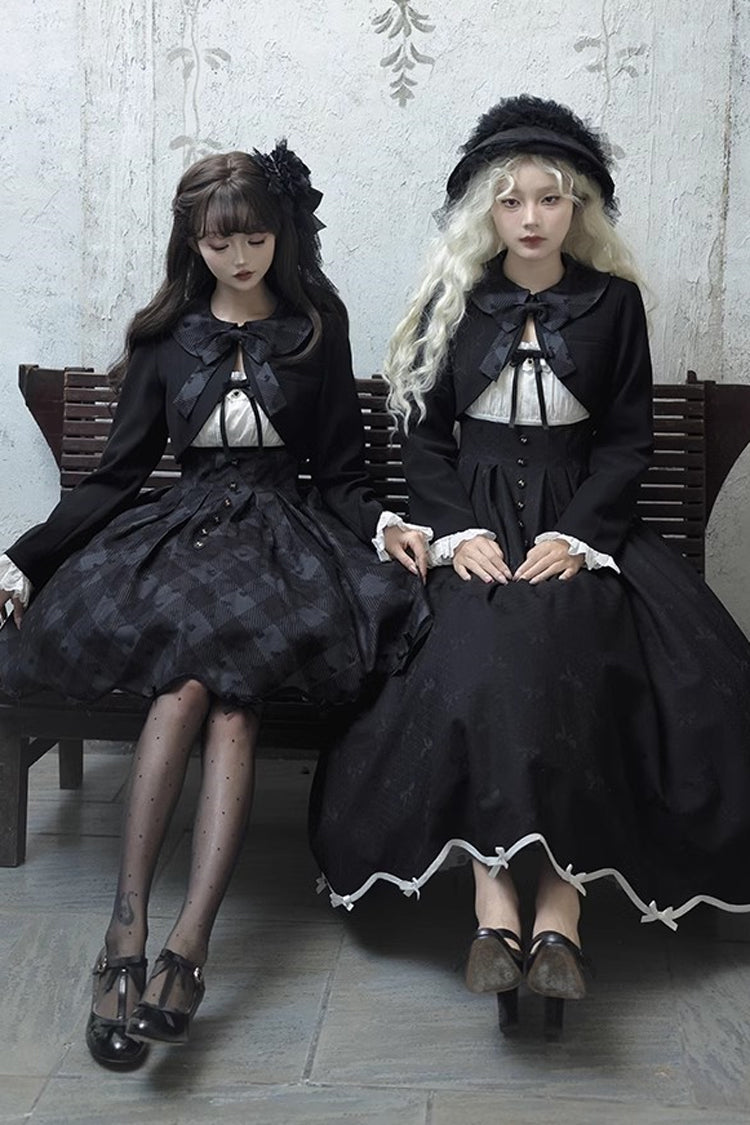 Black Swan Short Sleeves Sweet Elegant Princess Lolita Dress Long Version