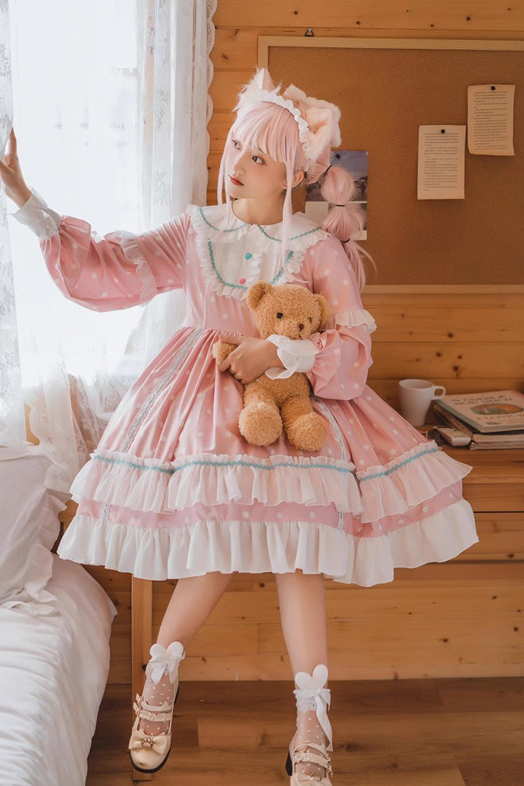 Toffee Bobo Long Sleeves Double Layer Print Ruffle Sweet Lolita Dress 2 Colors