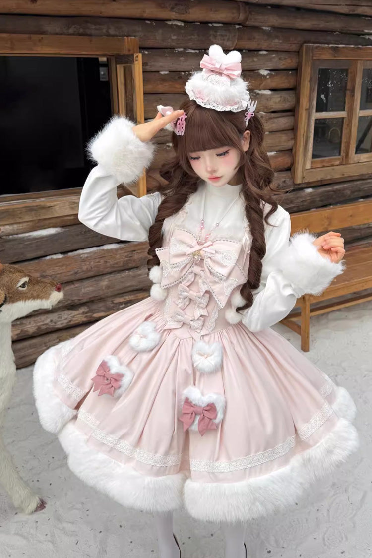 Sweet Dream Bunny Furry Bowknot Sweet Lolita Dress 2 Colors and 2 Versions