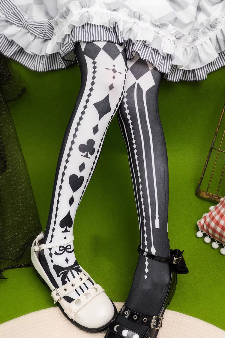 Alice in Wonderland Poker Printed Gothic Lolita Tights 5 Colors