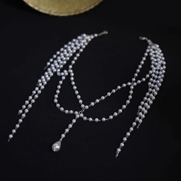 Lolita Hair Accessories French Vintage Satin Gardenia Hairpin Pearl Bridal for Wedding