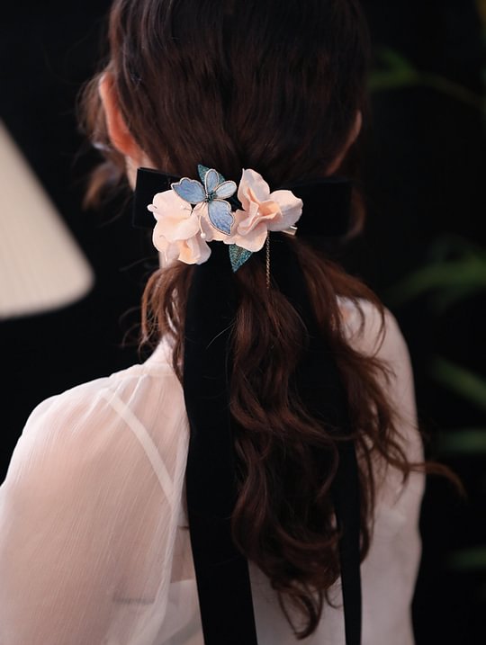 French Long Streamer Bow Lolita Headgear Hairpin Chinese Style