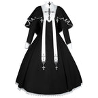 Goth Lolita Black Cross Pattern Maxi Dress Goth Prom Dress