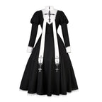 Goth Lolita Black Cross Pattern Maxi Dress Goth Prom Dress