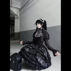 Goth Lolita Skirt Black Lolita Halloween Black OP Lolita Dresses