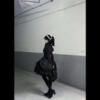 Goth Lolita Skirt Black Lolita Halloween Black OP Lolita Dresses