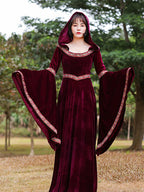 Goth Lolita Black Red Witch Court Dress Veil Bloody Halloween Cosplay Outfit