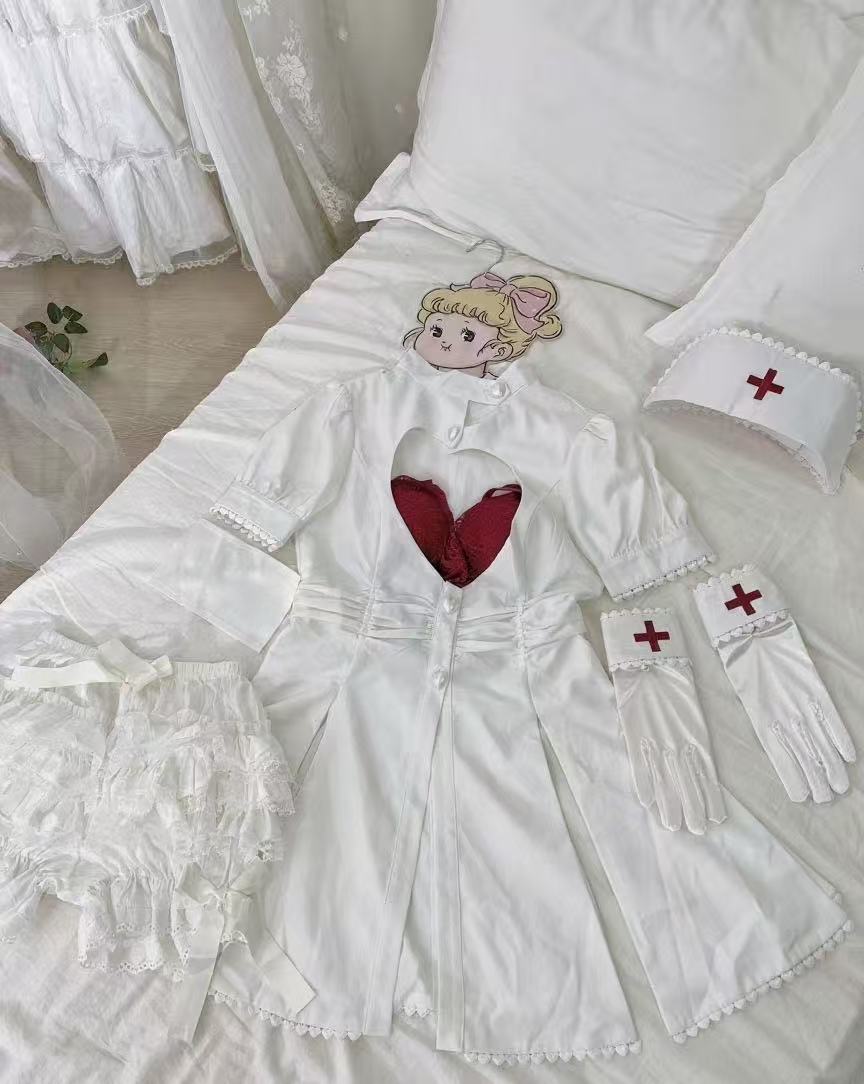 [Pre]Goth Lolita Bloody Nurse Dress Dark Cosplay Uniform Halloween Outfit