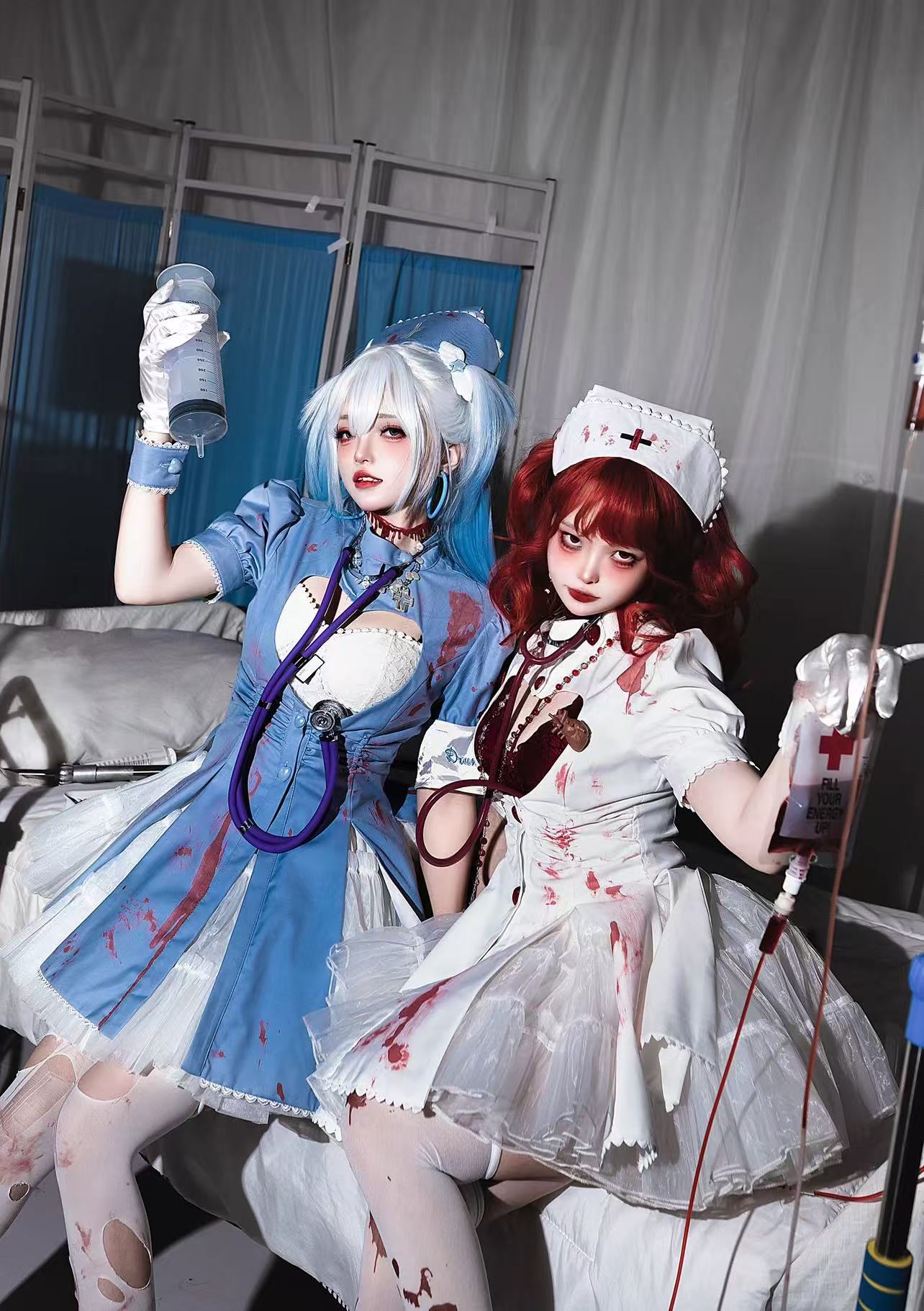 [Pre]Goth Lolita Bloody Nurse Dress Dark Cosplay Uniform Halloween Outfit